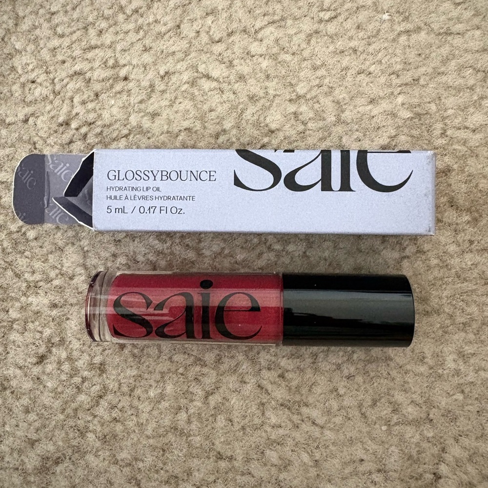 Saie Glossy Bounce Lip Oil in Deep Red